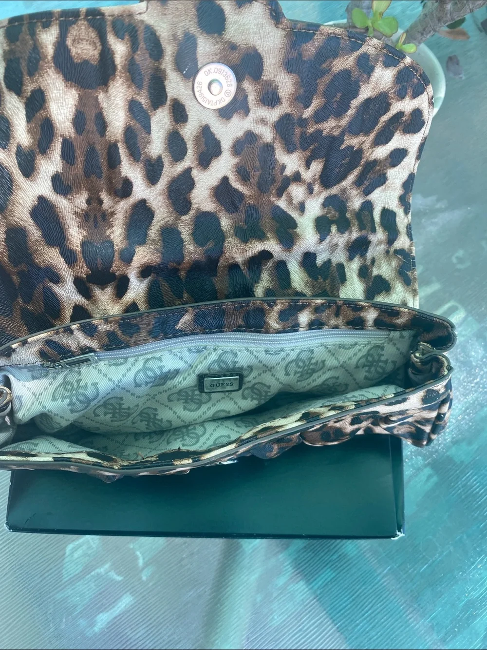 GUESS Leopard-Print Clutch in Brown and Black